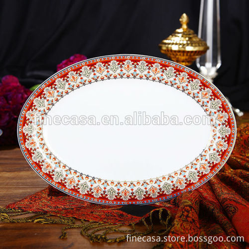 12 Inches Luxury Fine Super White Oval Porcelain Plate